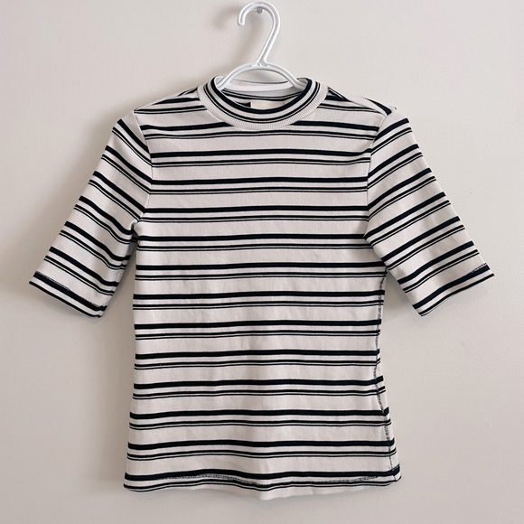 MAEVE - Striped Mock Neck Knit Top - Picture 3 of 8